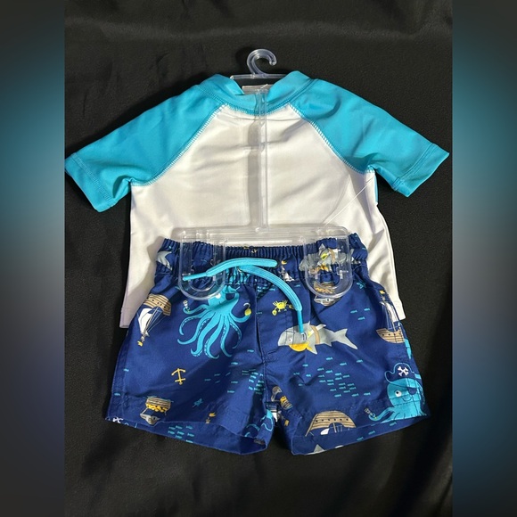 Carter's Just One You Sun Protective Blue Octopus 2PC Rash Guard Swim Set 3M NWT - Picture 7 of 10